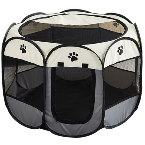Animal enclosure, Polyester, Grey/Beige