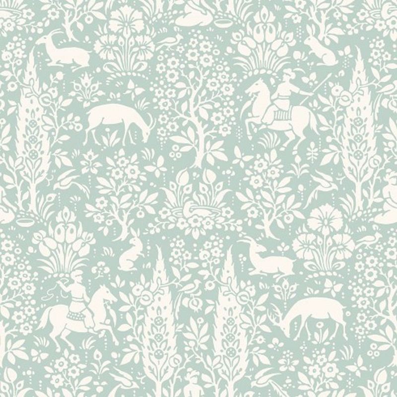 Animal Print Wallpaper Woodland Rabbits Dears Flowers Floral Birds Duck Egg