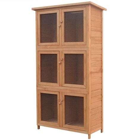 Animal Rabbit Cage 6 Rooms Wood vidaXL