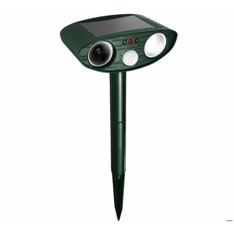 Animal Repellent, Solar Powered Ultrasonic Cat and Mole Repellent, Waterproof LED Light, Motion Detector, Against Dogs, Cats, Pigeons, Squirrels, Dormouses and Birds for Garden, Yard, Field and Farm