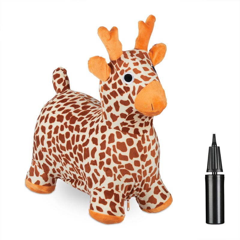 Relaxdays - Animal sauteur en forme de girafe, pompe à air et housse, charge max. 50 kg, sans bpa, 3 ans et +, multicolore