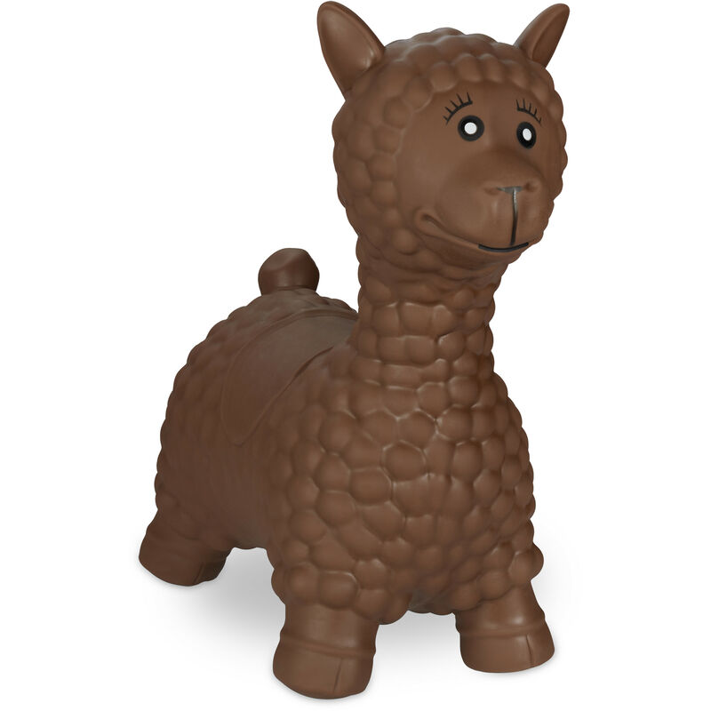 Animal sauteur en forme de lama, avec pompe à air, 3 ans et plus, sans bpa, jouet gonflable, marron - Relaxdays