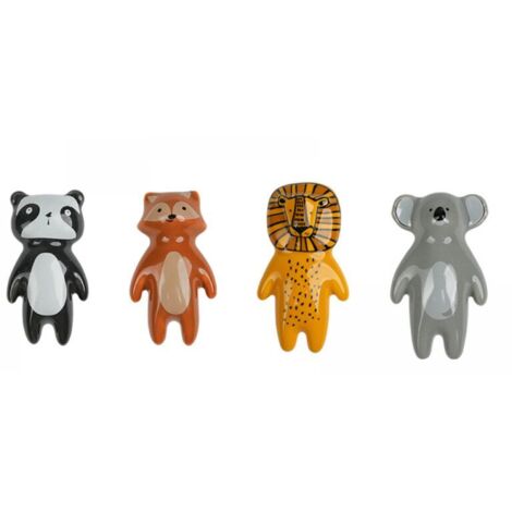 Animal-themed ceramic cabinet knobs: 4 pieces, drawer pulls, ceramic knobs, ceramic cabinet handles, cartoon cabinet handles for home kitchen