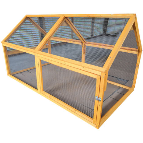 Animal Valley – Extension parc grillagé pour poulailler Bassette XXL – Dimensions 200x110x110 cm – Grillage acier galvanisé – Montants en bois 25x30 mm