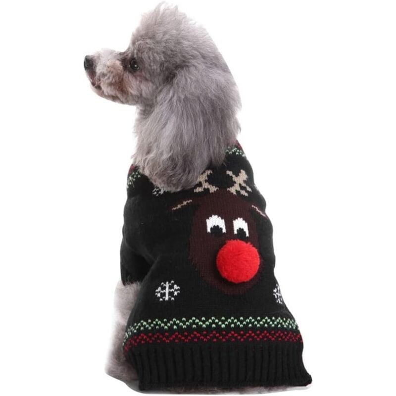 Image of Linjou - Animale domestico Maglione di Natale Cane Inverno Caldo Abbigliamento Collare Maglione Cucciolo Maglione Vestito Set Animale domestico