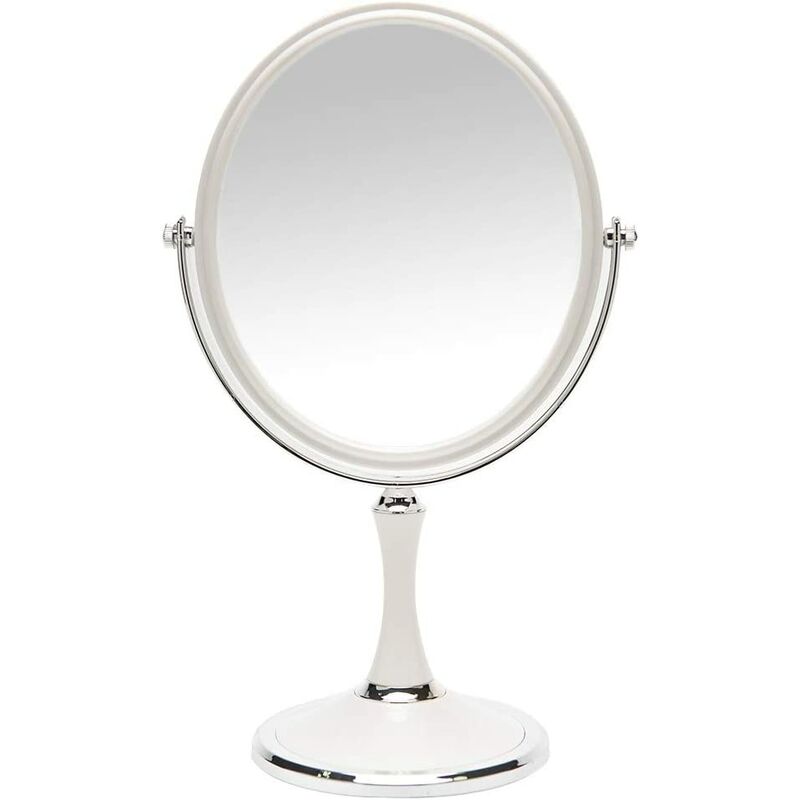 Miroir de bureau miroir de bureau rétro avec support miroir rotatif double face de 8 pouces loupe 1X/3X style argent 13 pouces (ovale)