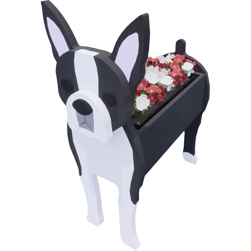 

Happyshop - Animales de dibujos animados Lindo perro de madera en forma de maceta Planta Jardin decorado Boston Terrier Maceta, S