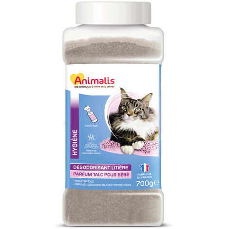 Animalis Desodorisant Pour Litiere Parfum Talc Bebe Pour Chat 700g