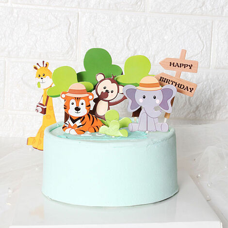 Animaux de la forêt décoration de gâteau de jungle zoo lion cupcake topper jungle cake topper cake plug cure-dents pour bébé enfants garçon garçons décoration de fête d'anniversaire 11 pièces