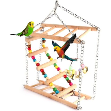 Animaux Suspendus en Bois Pont-Levis Échelle À Monter Les Escaliers Oiseaux Doubles Perroquet Jouet Hamster Perroquets en Cage Perroquet Jouet Hamac