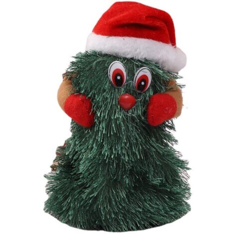Animierte Weihnachtsdekoration, drehbarer Weihnachtsbaum 6,7 x 4,7 cm, singender und tanzender Kunststoffbaum mit Musik, kleines Weihnachtsgeschenk für Kinder