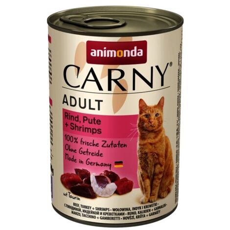 ANIMONDA Carny Adult Rindfleisch, Pute & Garnelen, Nassfutter für Katzen, 400 g
