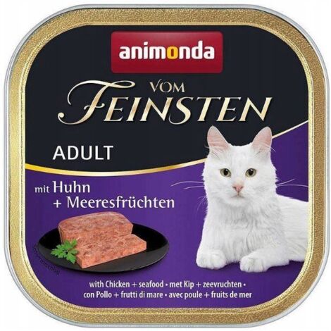 Animonda Cat  Vom Feinsten Adult  Cibo umido per gatti adulti - Vaschetta da 100 g - Pollo e frutti di mare 100 g