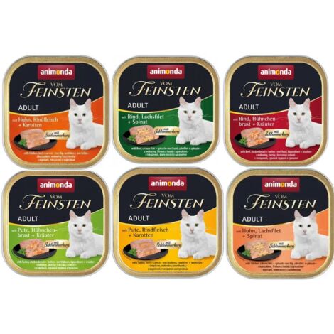 Animonda Cat  Vom Feinsten Adult – für Feinschmecker  Nassfutter für ausgewachsene Katzen – 100-g-Schale – Gourmet-Probierpackung 6 x 100 g