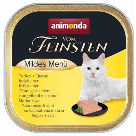 Animonda Cat Vom Feinsten Adult - Menú suave Comida húmeda para gatos adultos - Bandeja de 100 g - Pavo y queso 100 g