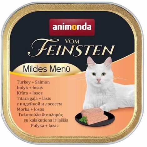 Animonda Cat Vom Feinsten Adult - Mild Menue Cibo umido per gatti adulti - Vaschetta da 100 g - Tacchino e salmone 100 g