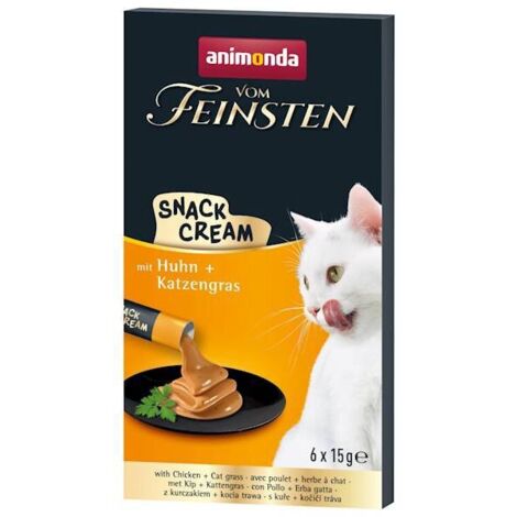 Animonda Cat  Vom Feinsten Snack Cream  Katzenleckerli 6x15g - Huhn + Katzengras 6x15g