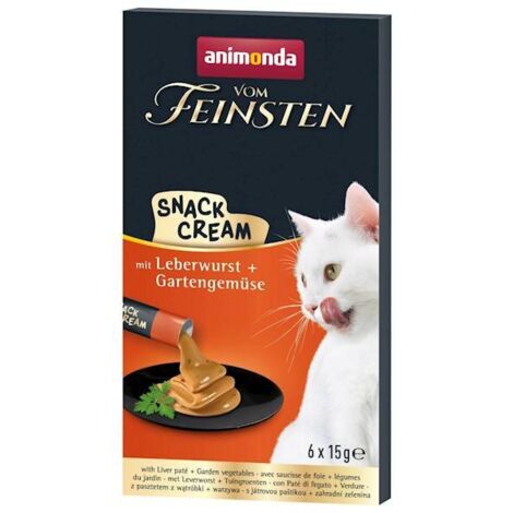 Animonda Cat  Vom Feinsten Snack Cream  Premios para gatos 6x15 g - Paté de hígado + verduras de la huerta 6x15 g