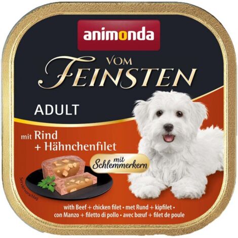 Animonda Dog  Vom Feinsten Adult - per buongustai  Cibo umido per cani adulti - Vaschetta da 150 g - Filetto di petto di manzo e pollo 150 g