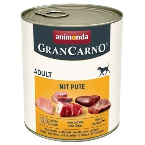 ANIMONDA GranCarno Adult al Tacchino, cibo umido per cani, lattina da 12 x 800 g