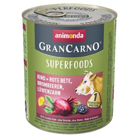 Animonda GranCarno Hundenassfutter Adult Superfoods getreidefrei 800 g Rind