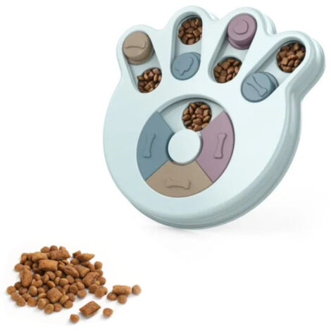 ANIMOOD - Gamelle Interactive pour Chiens & Chats - Bol Anti-Glouton pour Croquettes - Puzzle Alimentaire pour Alimentation Lente - Facile à Nettoyer - Couleur Bleu