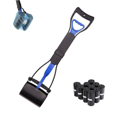 Animood Pelle Ramasse Crottes en ABS avec Poignée Ergonomique - L. 60 cm - Dimensions de la tête : 13,5 x 12,5 x 10 cm - Inclus 200 Sacs de Déjections - Pratique et Efficace