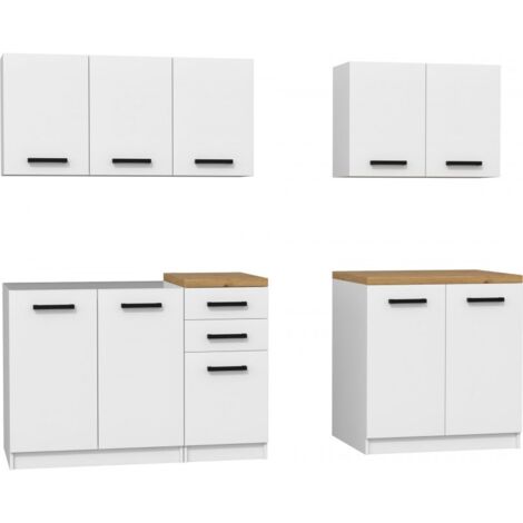 ANINE - Cuisine Complète Modulaire + Linéaire L 200 cm 6 pcs - Plan de travail INCLUS - Meubles armoires cuisine