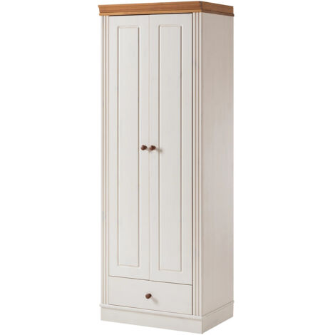 Anita-Armoire avec 2 portes et 1 tiroir en blanc sapin
