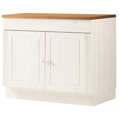 Anita-Armoire évier avec 2 portes en pin blanc miel