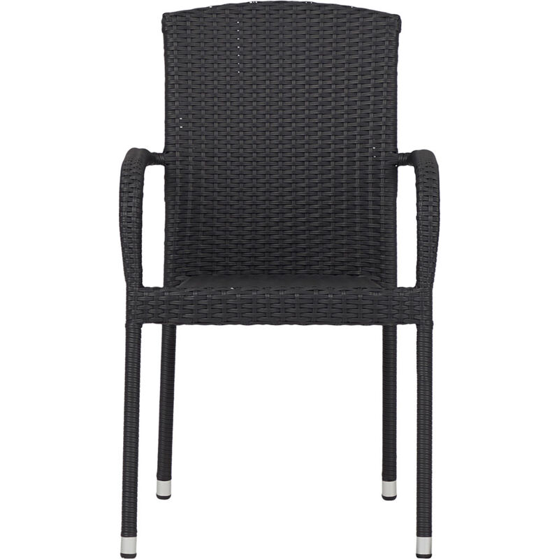 Ebuy24 Anita Gartenstuhl Polyrattan Stapelbar Schwarz.