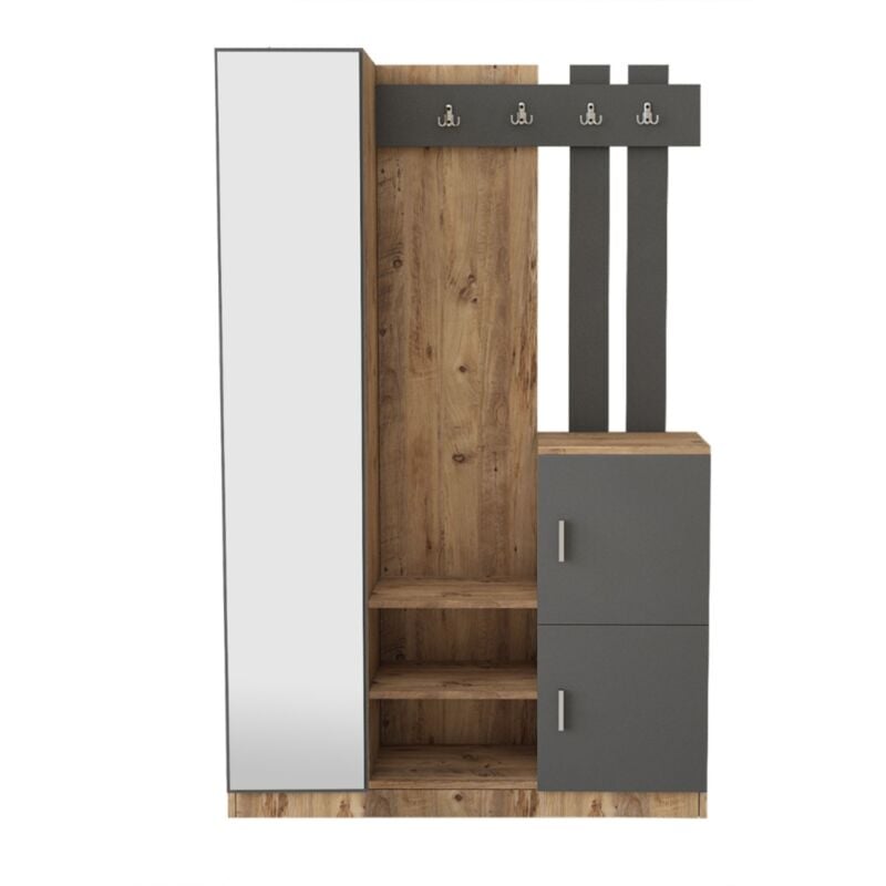 Concept-usine - anka - Meuble d'entrée design bois et gris miroir
