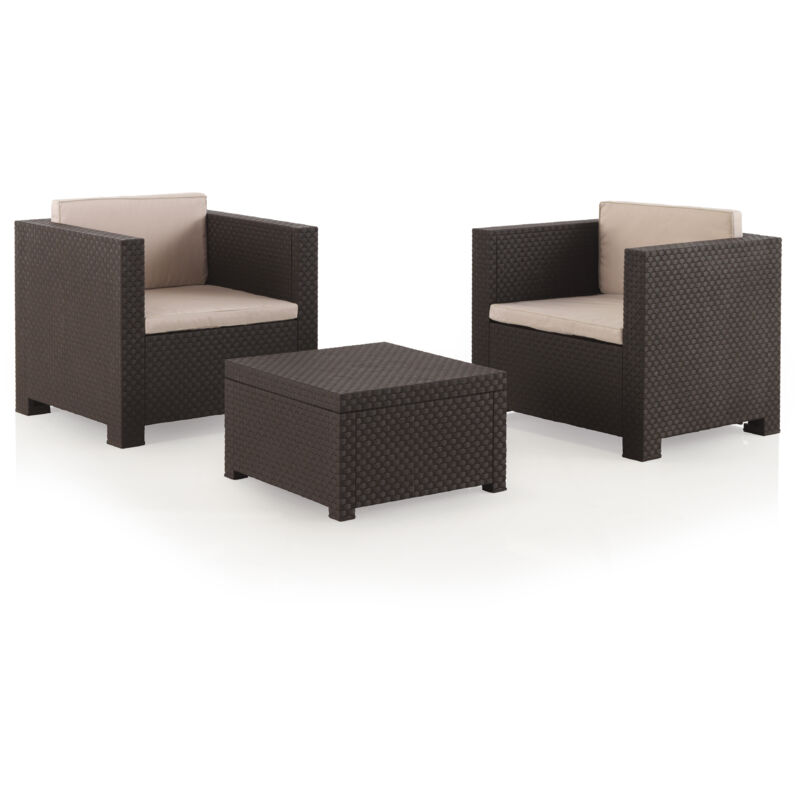 Concept-usine - Ankara 2 : Salon de jardin 2 places effet résine tressée marron