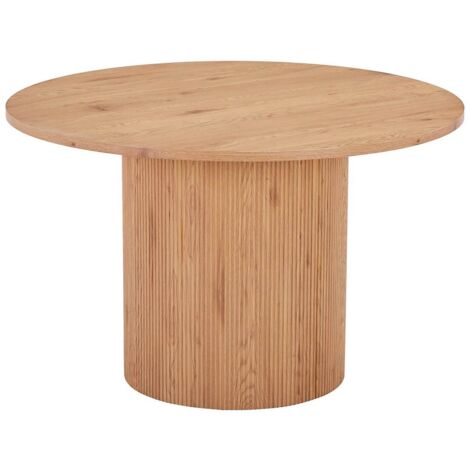 ANKARA - Table repas Ronde 120cm Pieds Relief MDF Effet bois naturel