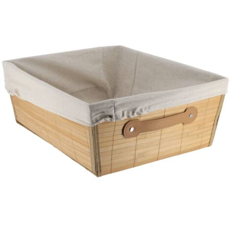 Ankleidekorb bambus b40 x t32,5 x h15 cm - bambus leinenstoff - Tendance