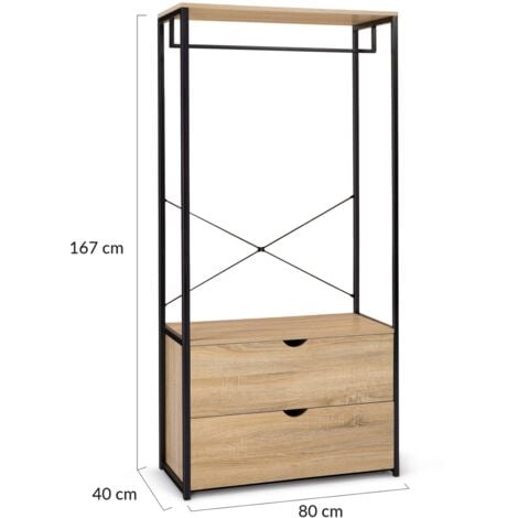 IDMARKET Ankleidezimmer Garderobe 2 Schubladen B. 80 cm DETROIT Industriedesign