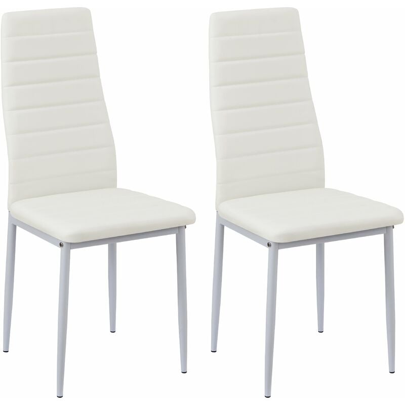 Lot de 2 Chaises de Salle à Manger en PVC Chaise de Cuisine Moderne Chaise-Blanc