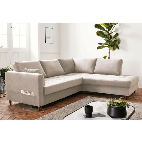 LISA DESIGN – ausziehbares ecksofa – 5-sitzer – zeitgenössischer stil – rechts - beige