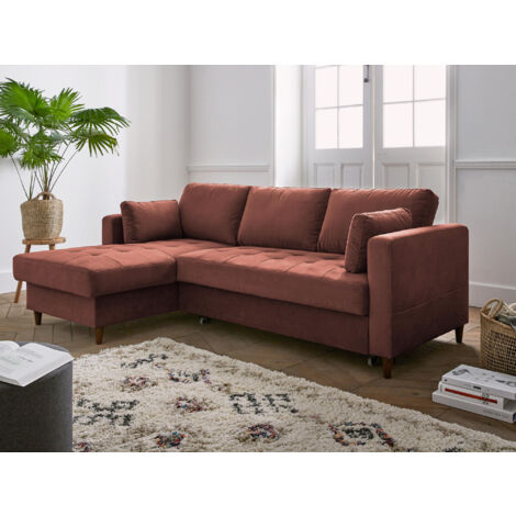 Anna – ecksofa mit schlaffunktion– mit bettkasten – 4-sitzer – zeitgenössischer stil – links - rosa