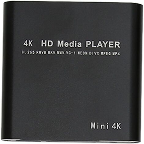 Annadue HD-Videoplayer, Mini-4K-Streaming-Mediaplayer, unterstützt PPT, PDF, integrierter 4G-Speicher, für HD-Multimediaschnittstelle AV-USB-Speicherkarten, 100–240 V (EU-Stecker)