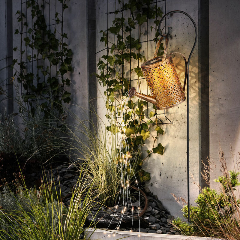 Image of Annaffiatoio luminoso a energia solare lampada da giardino per esterni in annaffiatoio design lampada a innesto oro, 36x led bianco caldo, LxLxA
