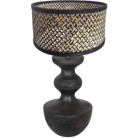 Anne Lighting - lámpara de mesa - Lyons - negro - bambú madera -