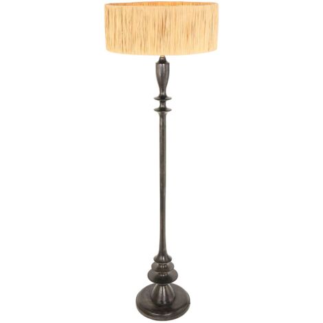 Anne Lighting - lámpara de pie - Bois - negro - hierba madera - Ø