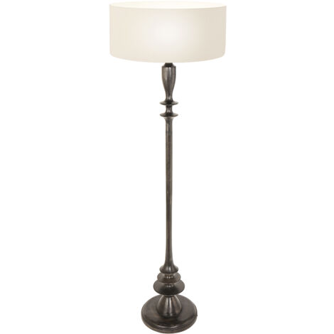 Anne Lighting - lámpara de pie - Bois - negro - madera lino - Ø