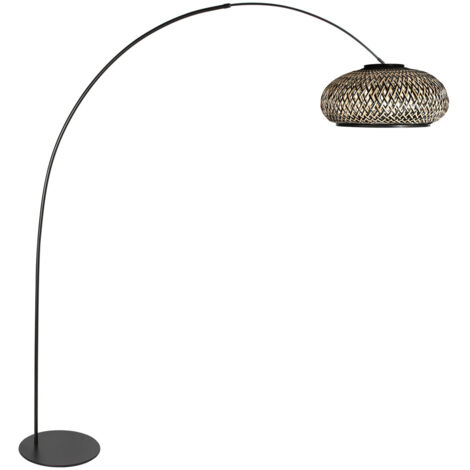 Anne Lighting - lámpara de pie - Curve - negro - bambú metal -