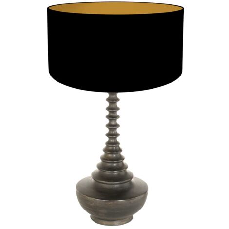 Anne Lighting - lampe de table - Bois - noir - bois lin - Ø 40cm