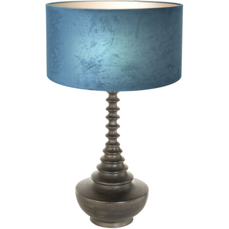 Anne Lighting - lampe de table - Bois - noir - bois velours tissu