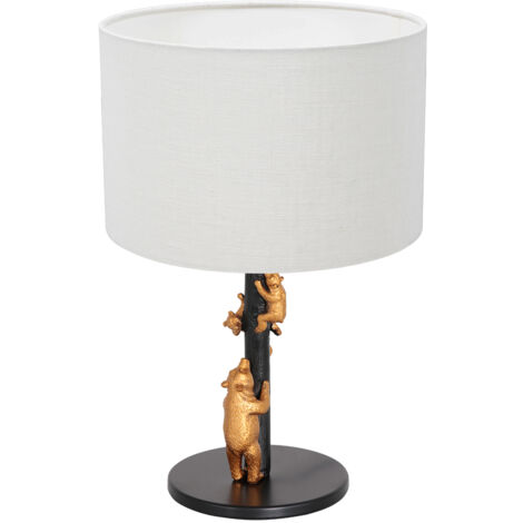 Anne Lighting - tischlampe - Animaux - schwarz - leinen metall -