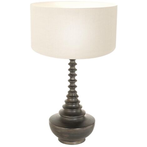 Anne Lighting - tischlampe - Bois - schwarz - holz leinen - Ø