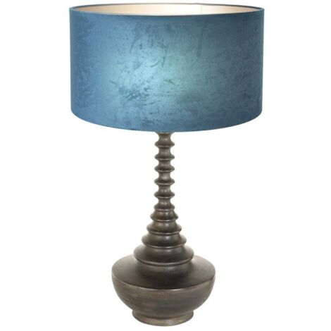 Anne Lighting - tischlampe - Bois - schwarz - holz veloursstoff -